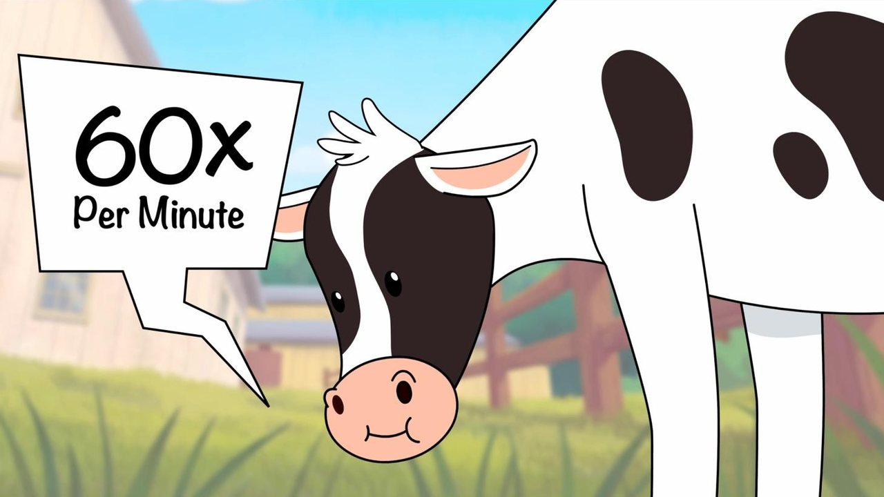 Cow chewing with a 60x per minute callout
