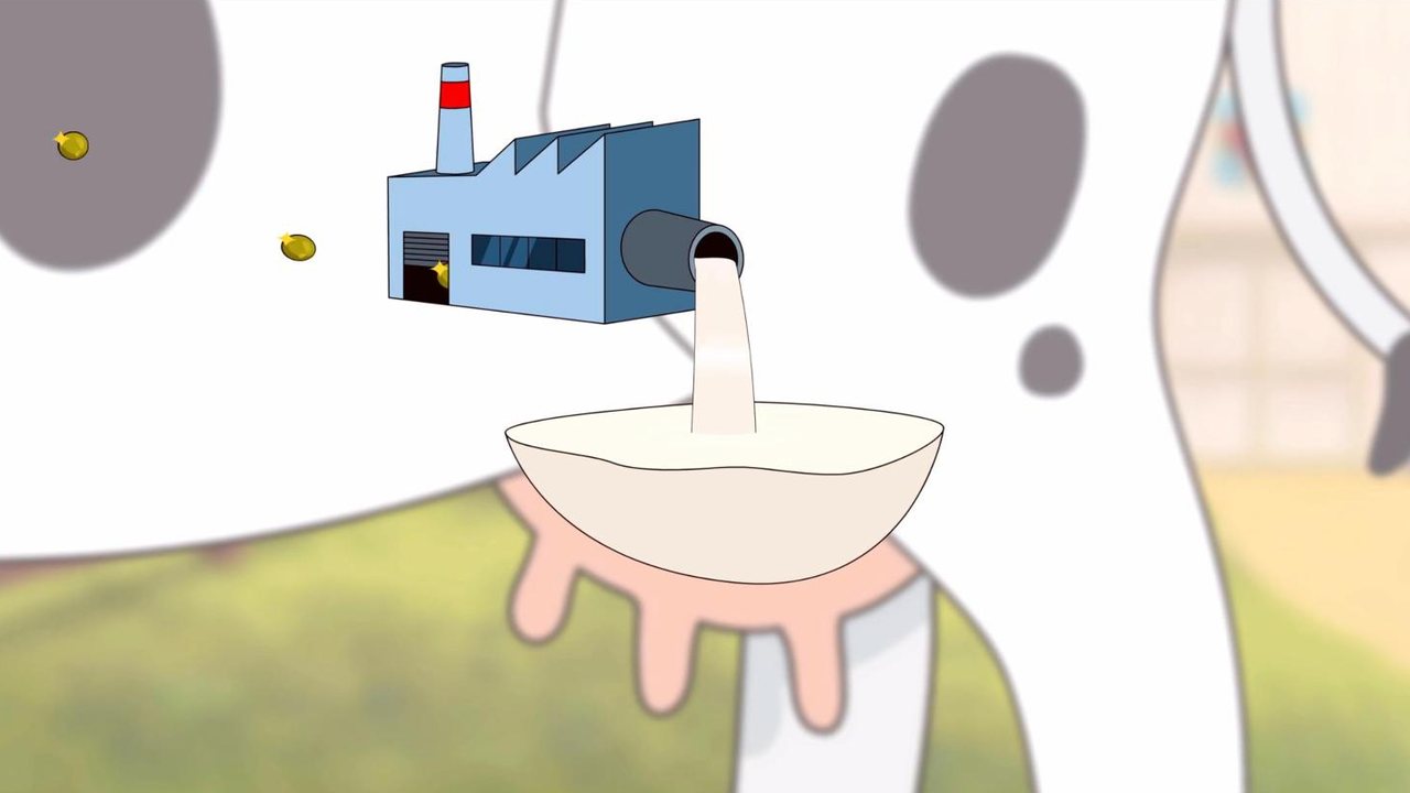 Tiny factory inside the udder pouring milk