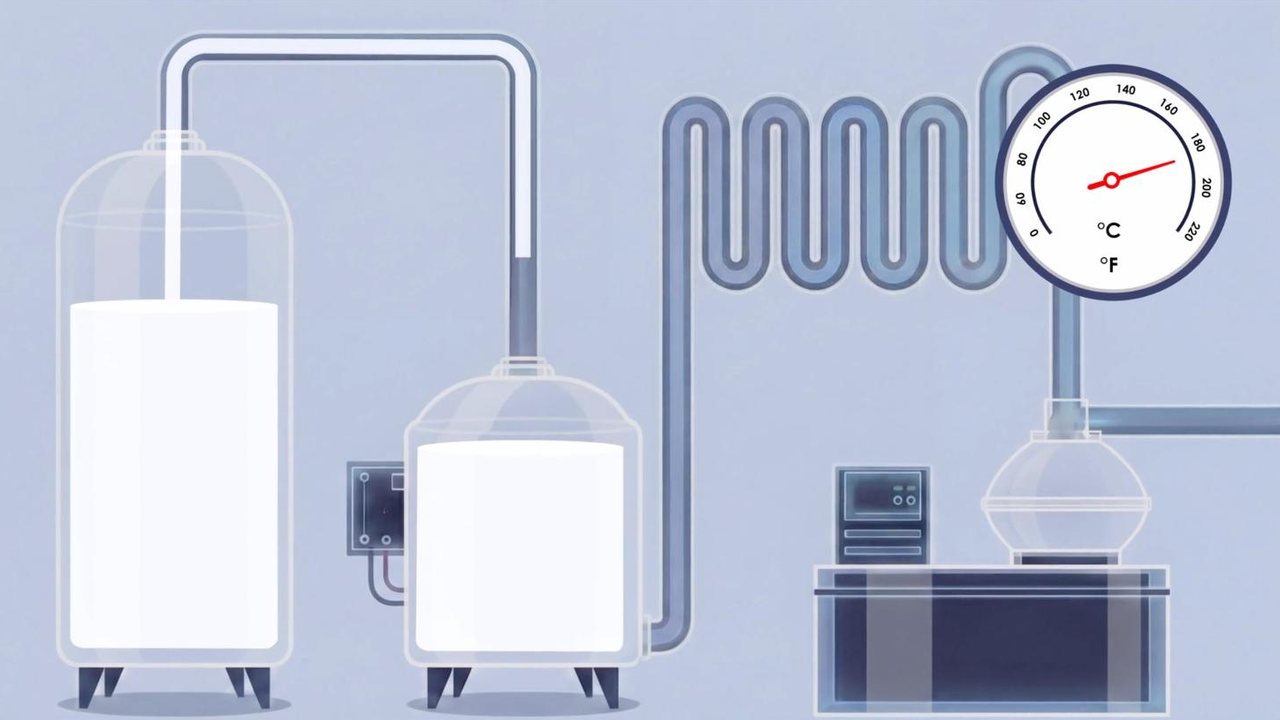 Pasteurization tanks with a temperature gauge